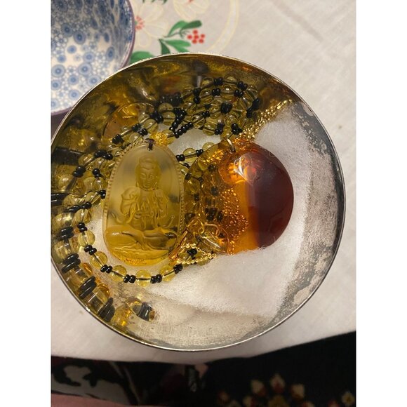 Golden Glow Collection: Two Pendant Necklaces & Vintage Silver Goblet Set - Picture 5 of 7